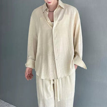 Load image into Gallery viewer, Cotton-Linen Long-Sleeve Shirt Wide-Leg Pant Casual Two-piece Set