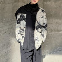 Load image into Gallery viewer, Scarf Ink-print Collarless Jacket