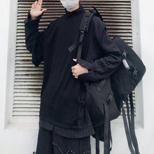 Load image into Gallery viewer, Striped Fake Two-piece Irregular Thick Plus Fleece Loose Sweatshirt