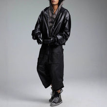 Load image into Gallery viewer, Short American Retro Motorcycle Leather Jacket