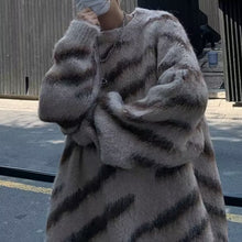 Load image into Gallery viewer, Zebra Print Thick Mink Fleece Knitted Sweater
