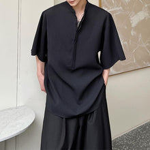 Load image into Gallery viewer, Stand Collar Short Sleeves Loose Shirts
