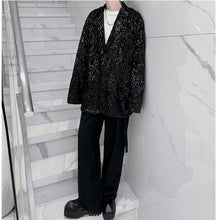 Load image into Gallery viewer, Red Sequined Suit Jacket Slim Straight Suit Pants Two-piece Set