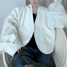 Load image into Gallery viewer, Curved Scimitar Sleeve Collarless Cropped Cardigan