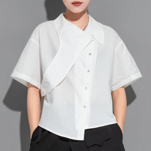 Solid Asymmetric Thin Short Sleeve T-Shirt