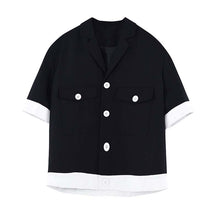 Load image into Gallery viewer, Color Contrast Paneled Short Sleeve Blazer
