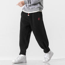 Load image into Gallery viewer, Retro Thick Velvet Embroidered Drawstring Trousers