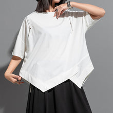 Load image into Gallery viewer, Patchwork Off-shoulder T-shirt
