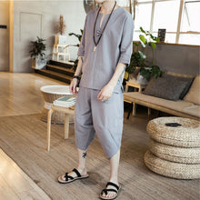 Load image into Gallery viewer, Cotton And Linen Short-Sleeved Casual Suit