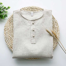 Load image into Gallery viewer, Linen Vintage Round Neck Button Down T-shirt