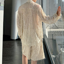 Load image into Gallery viewer, Summer Stage Tassels Sequins Tops Shorts Suits