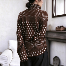 Load image into Gallery viewer, Women’s Ink-wash Polka Dot Turtleneck Pleated Base Layer Top