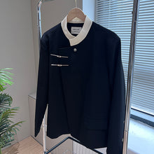 Load image into Gallery viewer, White Collar Black Long Sleeve Suit Jacket