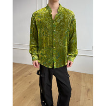 Load image into Gallery viewer, Vintage Floral Printed Velvet Metal Button Long Sleeve Shirt