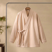Load image into Gallery viewer, Fleece Lined Diagonal Placket Loose Hanfu Cardigan