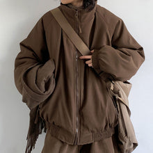 Load image into Gallery viewer, Retro Coffee Vertical Striped Cotton Coat