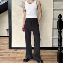 Load image into Gallery viewer, Striped Crew Neck Suit Jacket and Flared Trousers Two-piece Suit