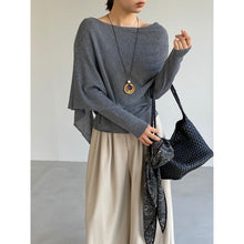 Load image into Gallery viewer, Women's Asymmetrical Knit Cape Overlay Layered Long Sleeve Shirt