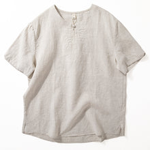 Load image into Gallery viewer, Button Loose Casual Round Neck T-shirt