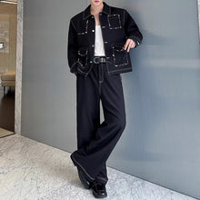 Load image into Gallery viewer, Handmade Gemstone Embellished Lapel Jacket and Wide-Leg Pants Two-Piece Set