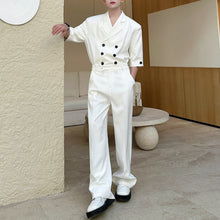 Load image into Gallery viewer, Double-breasted Three-quarter Sleeve Straight-leg Trousers Two-piece Suit