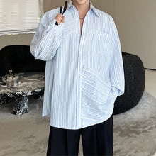 Load image into Gallery viewer, Irregular Blue Stripe Casual Shirt