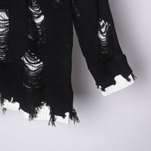 Load image into Gallery viewer, Dark Ripped Crew Neck Sweater