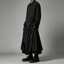 Load image into Gallery viewer, Japanese Loose Asymmetrical multi-layered Shirt and Skirt-Pants Two-piece Set