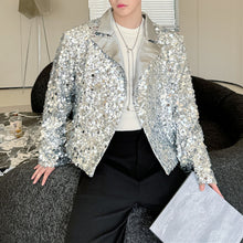 Load image into Gallery viewer, Sequined Suit Collar Loose Short Jacket