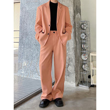 Load image into Gallery viewer, Pink Woolen Blazer and Straight Pants Two-piece Set