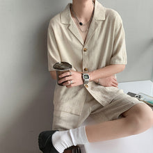 Load image into Gallery viewer, Vintage Cotton Linen Shirt Shorts Two-Piece Set