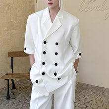 Load image into Gallery viewer, Double-breasted Three-quarter Sleeve Straight-leg Trousers Two-piece Suit