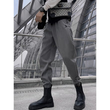 Load image into Gallery viewer, Grey Striped Cuffed Trousers