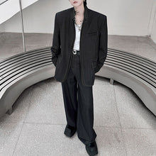 Load image into Gallery viewer, Stand Collar Fake Two-piece Denim Stitching Washed Suit Trousers Two-piece Suit