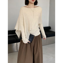 Load image into Gallery viewer, Women's Asymmetrical Knit Cape Overlay Layered Long Sleeve Shirt