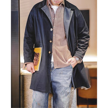 Load image into Gallery viewer, Army Green Lapel Hunting Mid-length Trench Coat