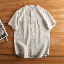 Load image into Gallery viewer, Linen Thin Retro Casual Stand Collar Shirt