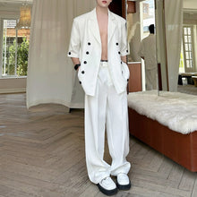 Load image into Gallery viewer, Double-breasted Three-quarter Sleeve Straight-leg Trousers Two-piece Suit