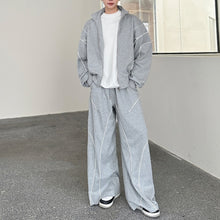 Load image into Gallery viewer, Stand Collar Short Cardigan Zipper Jacket Sports Wide-leg Trousers Two-piece Set