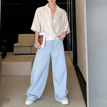 Load image into Gallery viewer, Satin Cropped V-neck Casual Shirt