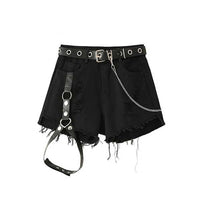 Load image into Gallery viewer, High Waist Frayed Jeans Leather Buckle Flared Pantyhose