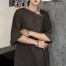 Load image into Gallery viewer, Retro Drawstring Hollow Irregular T-shirt