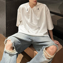 Load image into Gallery viewer, Drawstring Neckline Padded Shoulder T-shirt