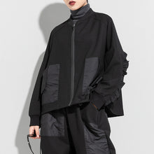 Load image into Gallery viewer, Black Loose Ruffle Long Sleeve Short Jacket
