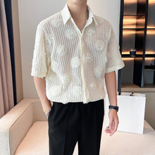Load image into Gallery viewer, Hollow 3D Floral Short-sleeved Shirt