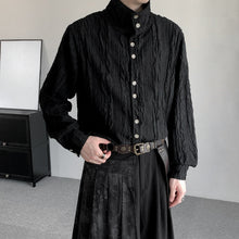 Load image into Gallery viewer, Textured Pleated High Collar Shirt