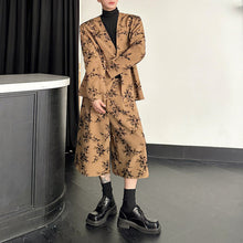 Load image into Gallery viewer, Flocked Pattern V-neck Suit Loose Cropped Pants Two-piece Suit