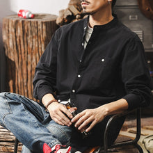 Load image into Gallery viewer, Loose Stand Collar Long Sleeve Casual Shirt
