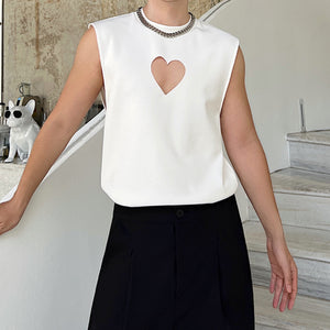 Heart Cutout Sleeveless T-shirt