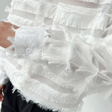 Load image into Gallery viewer, Tassel Striped Hollow Loose Shirt